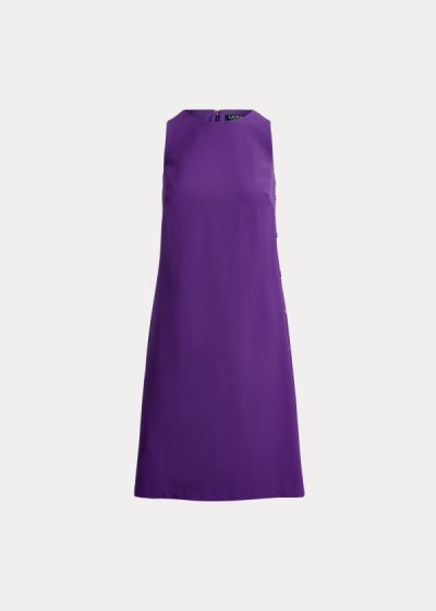 Vestidos Ralph Lauren Mujer Morados - Snap-Trim Crepe Shift - OZATQ9635